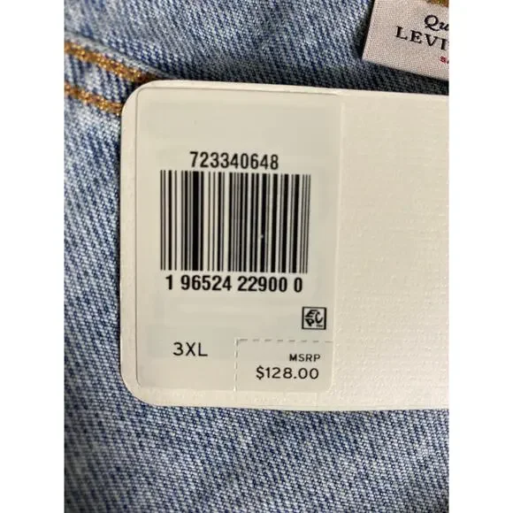 NWT LEVI'S JEAN JACKET MENS PREMIUM TRUCKER DISTRESSED PATCHWORK DENIM BLUE